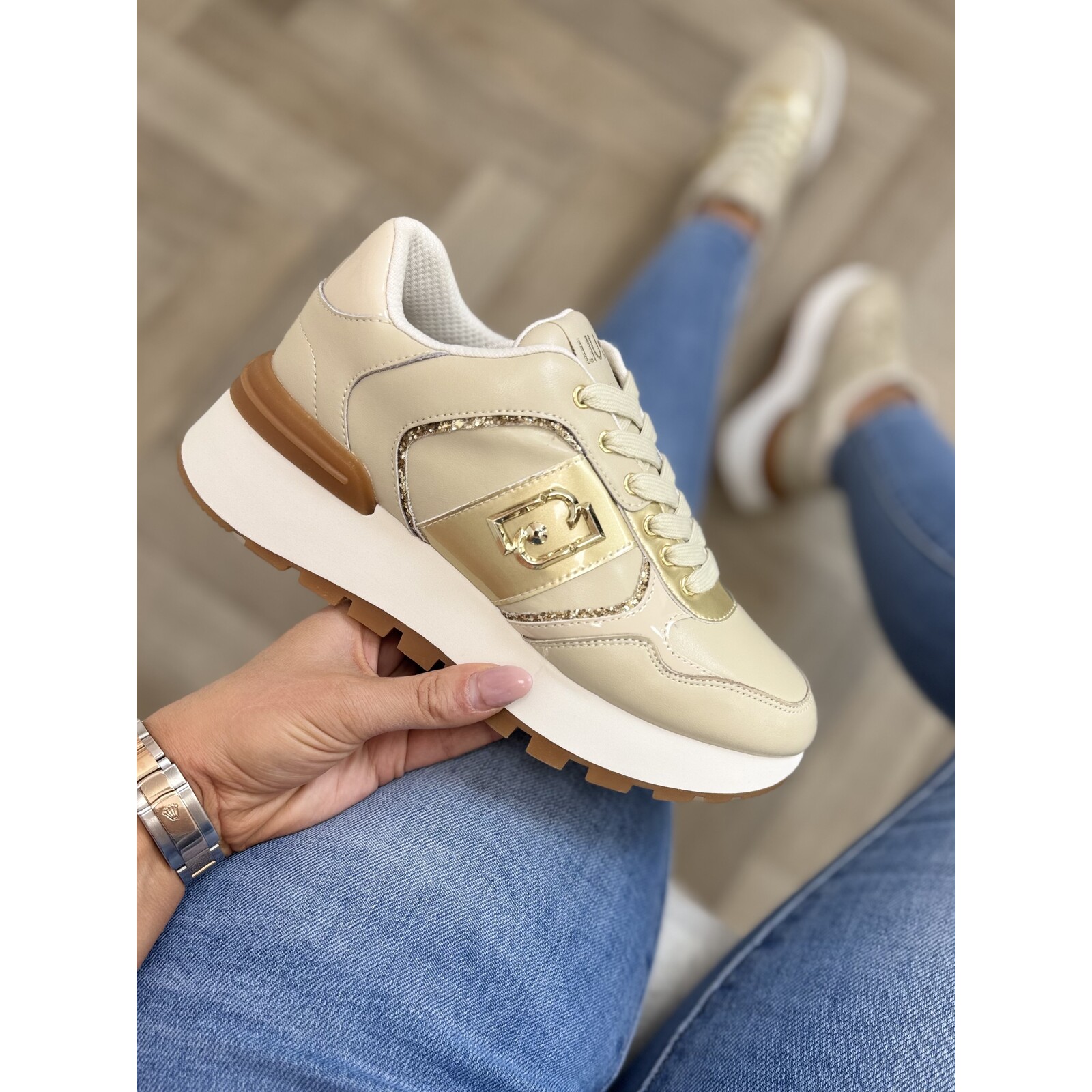 Liu-Jo Sneakers Amazing Calf Leather Beige Gold Liu Jo 1884
