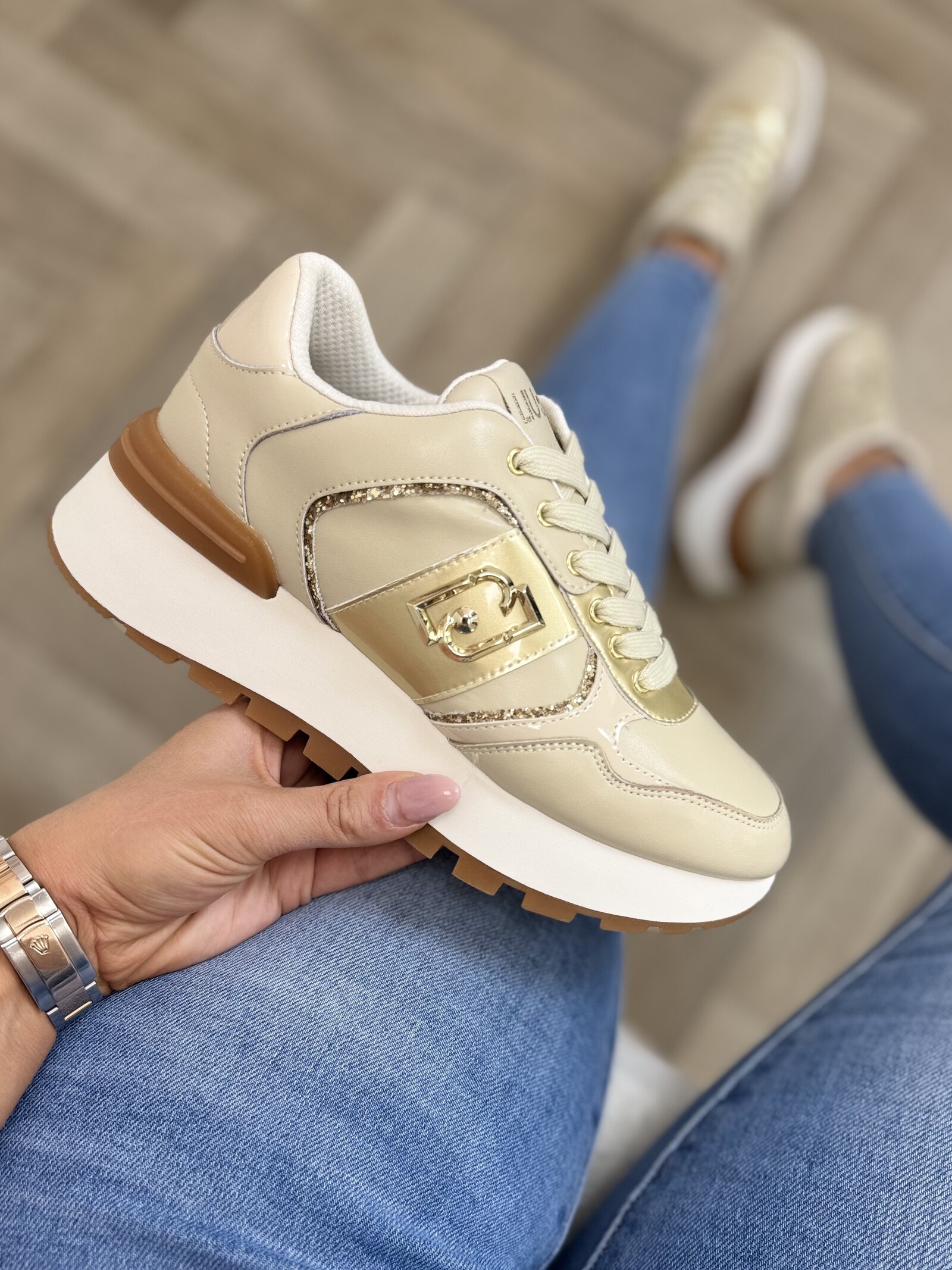 Liu-Jo Sneakers Amazing Calf Leather Beige Gold Liu Jo 1884