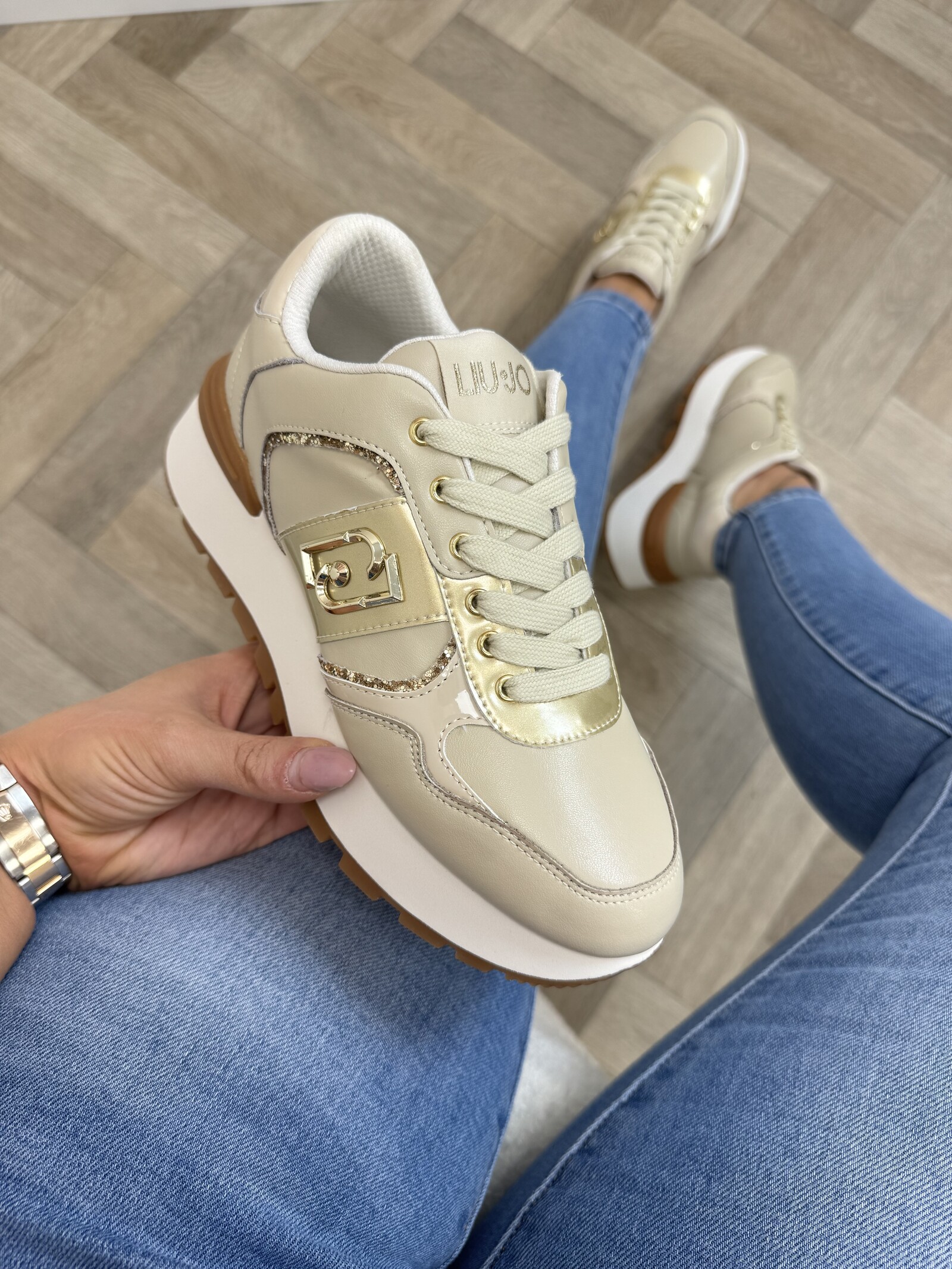 Liu-Jo Sneakers Amazing Calf Leather Beige Gold Liu Jo 1884