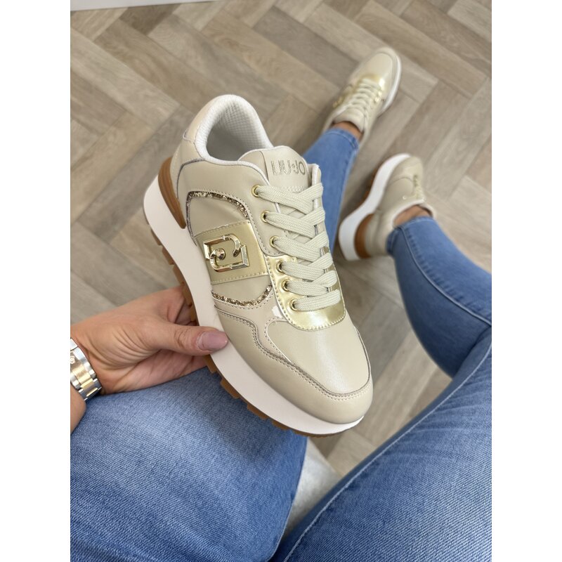 Sneakers Amazing Calf Leather Beige Gold Liu Jo 1884