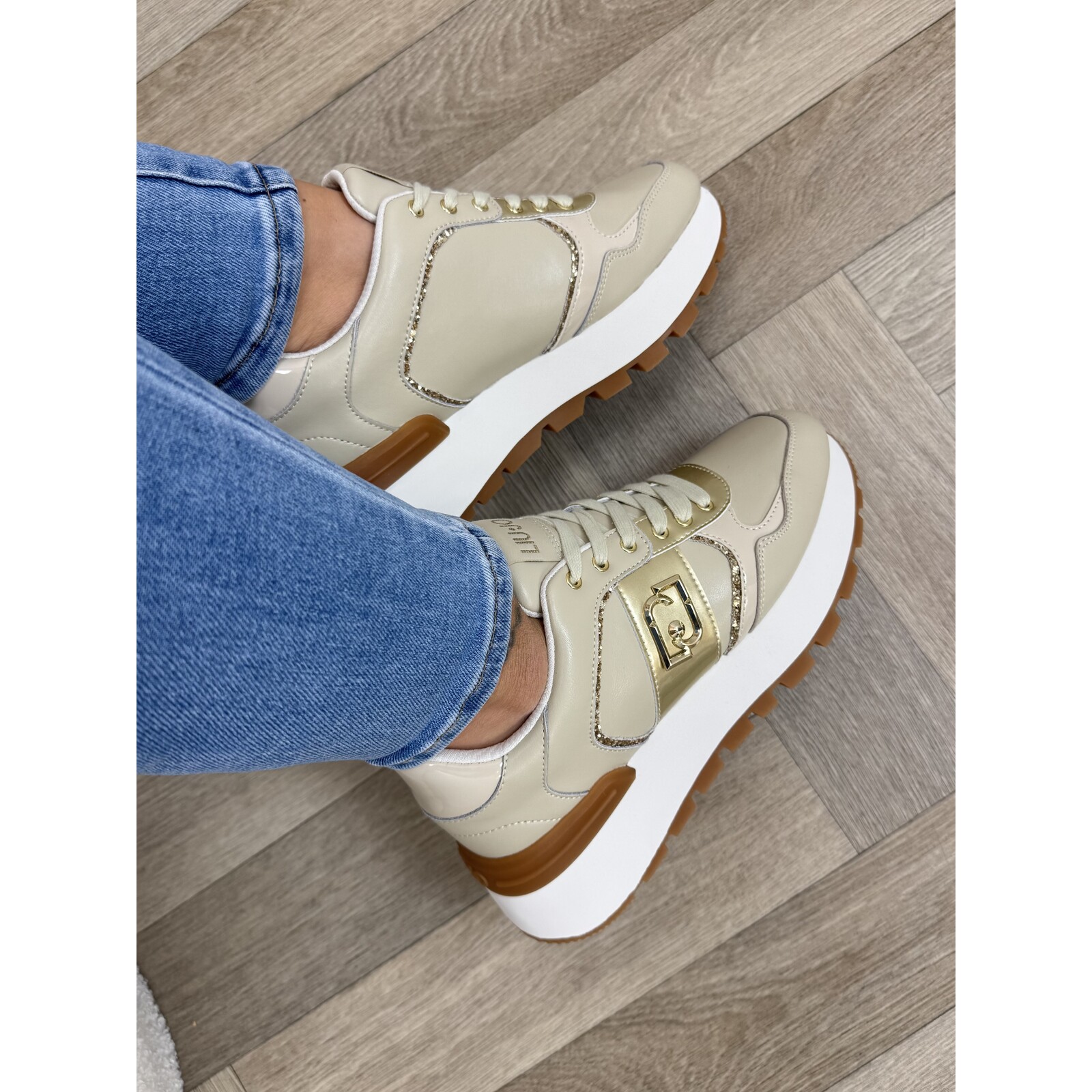 Liu-Jo Sneakers Amazing Calf Leather Beige Gold Liu Jo 1884