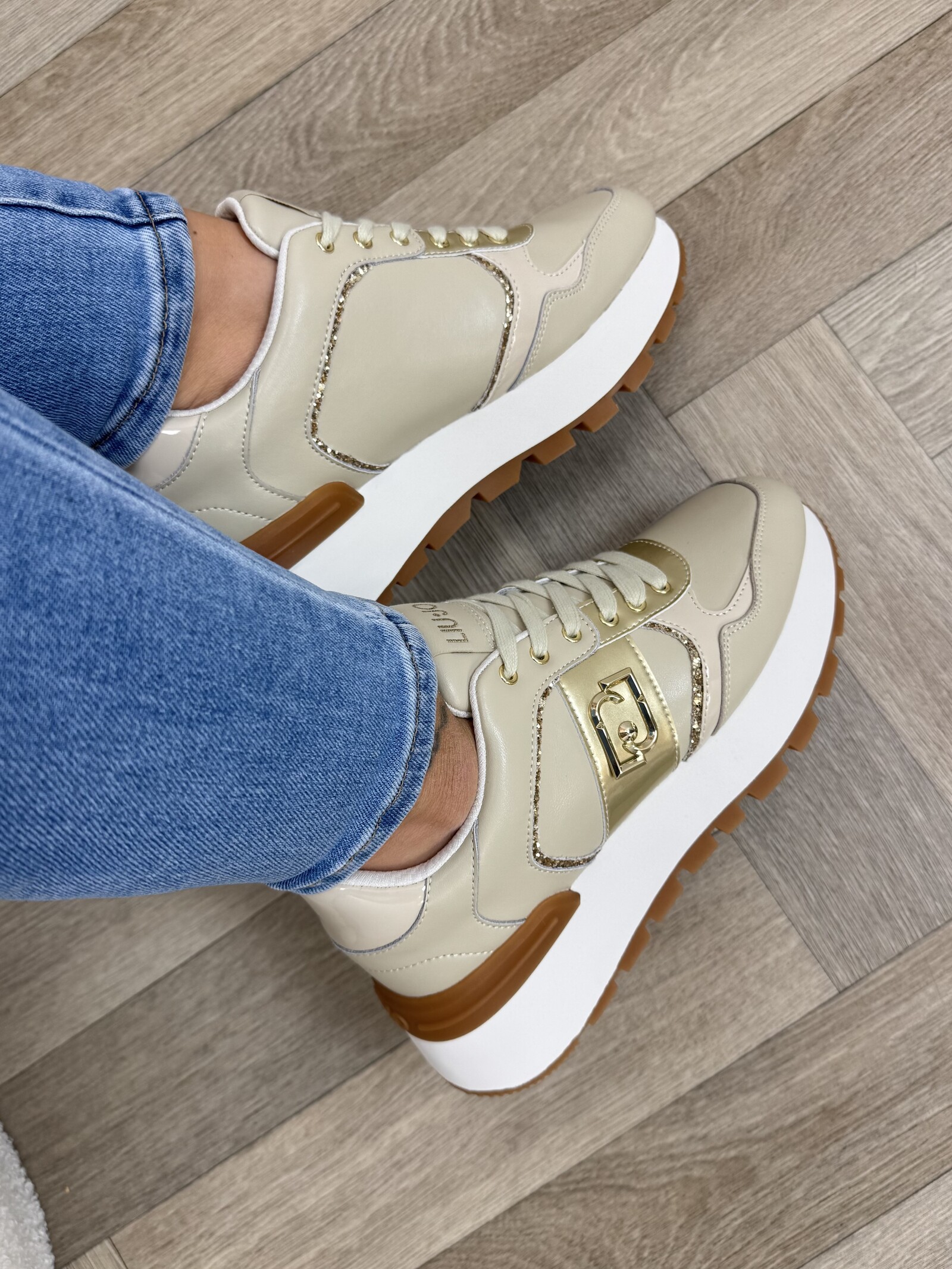 Liu-Jo Sneakers Amazing Calf Leather Beige Gold Liu Jo 1884