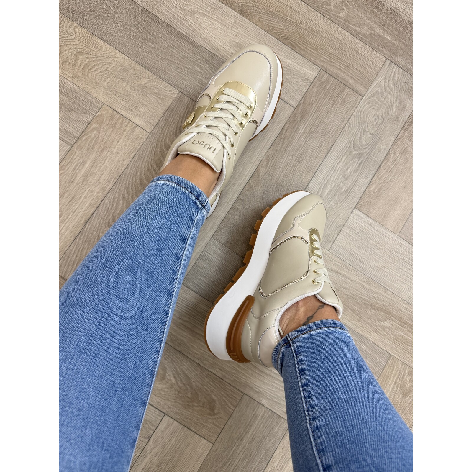 Liu-Jo Sneakers Amazing Calf Leather Beige Gold Liu Jo 1884