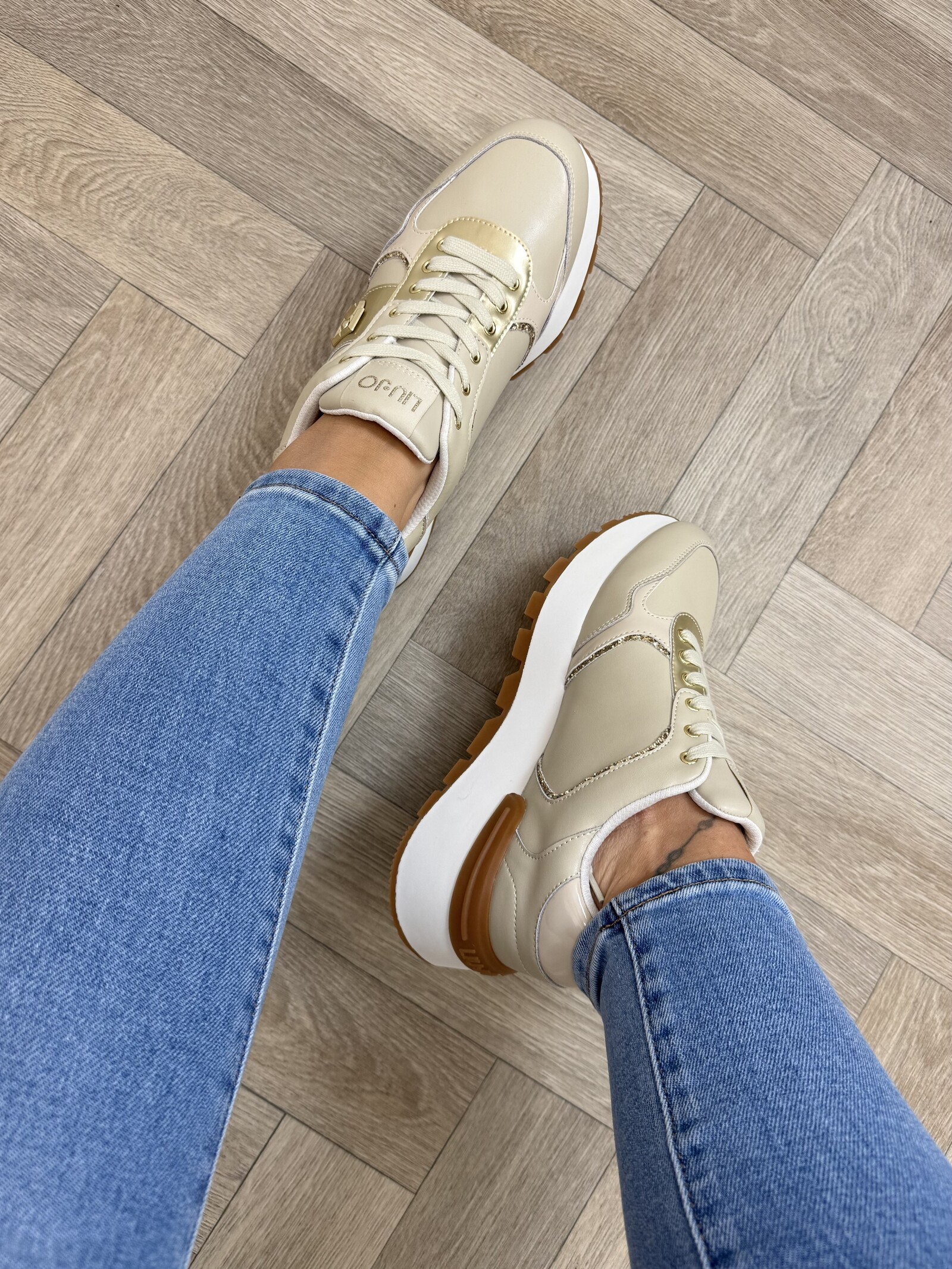 Liu-Jo Sneakers Amazing Calf Leather Beige Gold Liu Jo 1884
