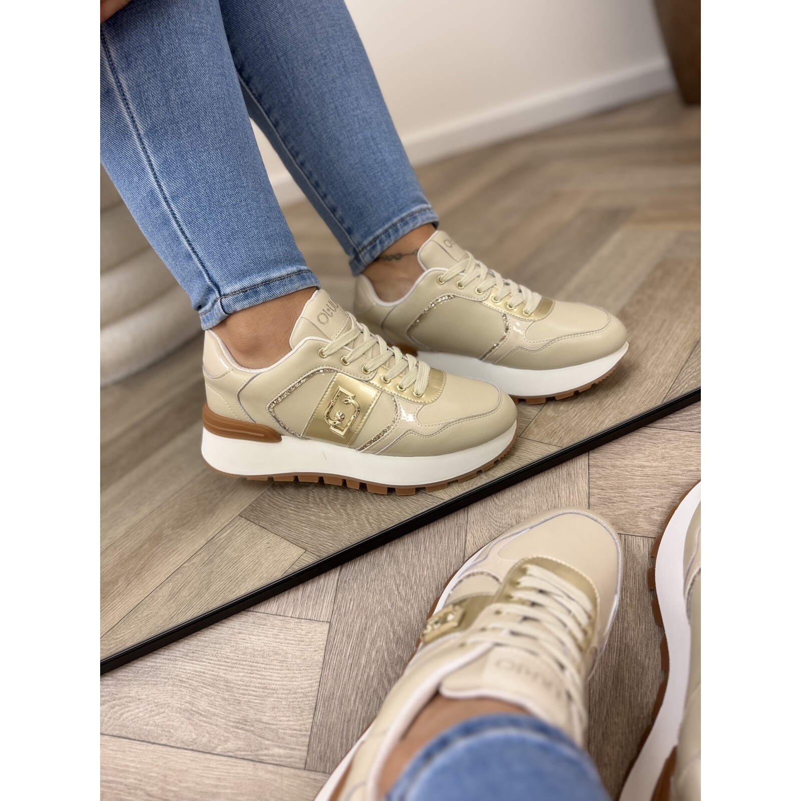 Liu-Jo Sneakers Amazing Calf Leather Beige Gold Liu Jo 1884