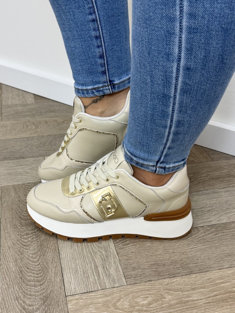 Sneakers Amazing Calf Leather Beige Gold Liu Jo 1884