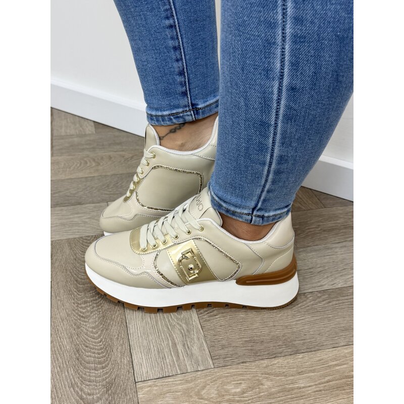 Sneakers Amazing Calf Leather Beige Gold Liu Jo 1884