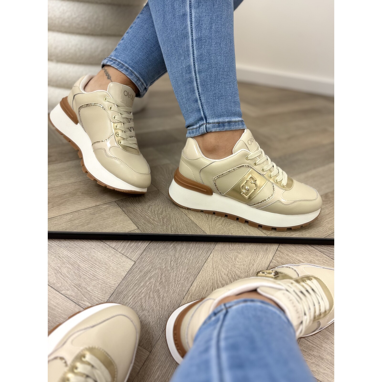 Liu-Jo Sneakers Amazing Calf Leather Beige Gold Liu Jo 1884