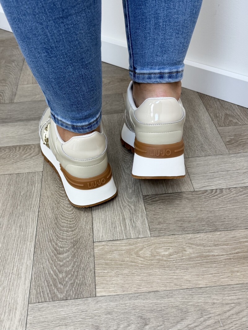 Sneakers Amazing Calf Leather Beige Gold Liu Jo 1884