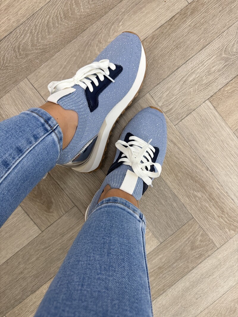 Sneakers Evelyn Metallic Glitter Liu Jo Blue 1880