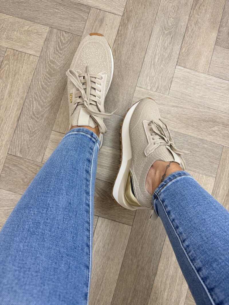 Sneakers Evelyn Metallic Glitter Liu Jo Gold 1886
