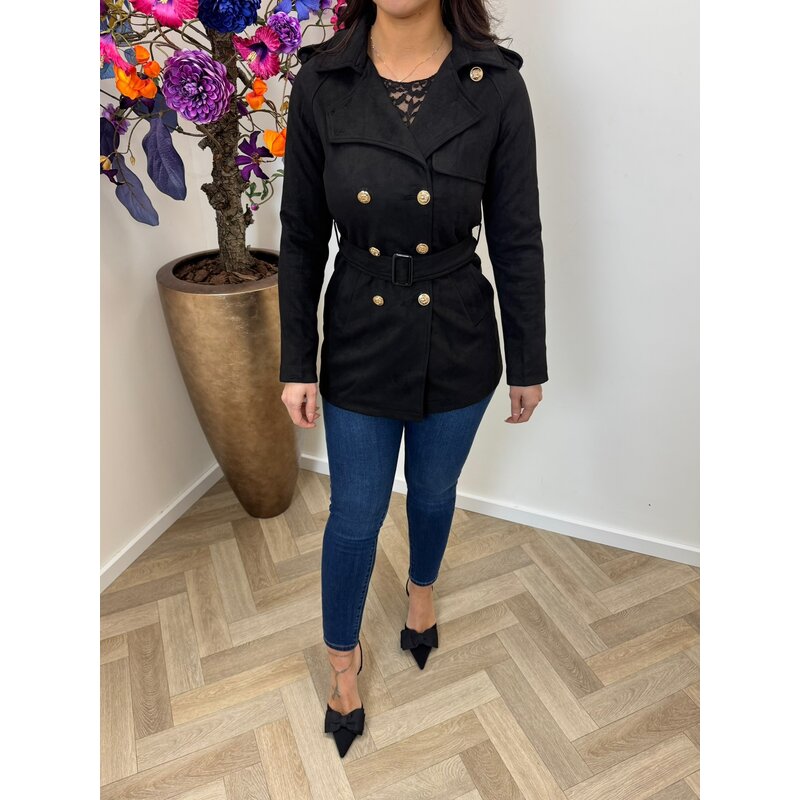 Suede jacket Button Black 8204