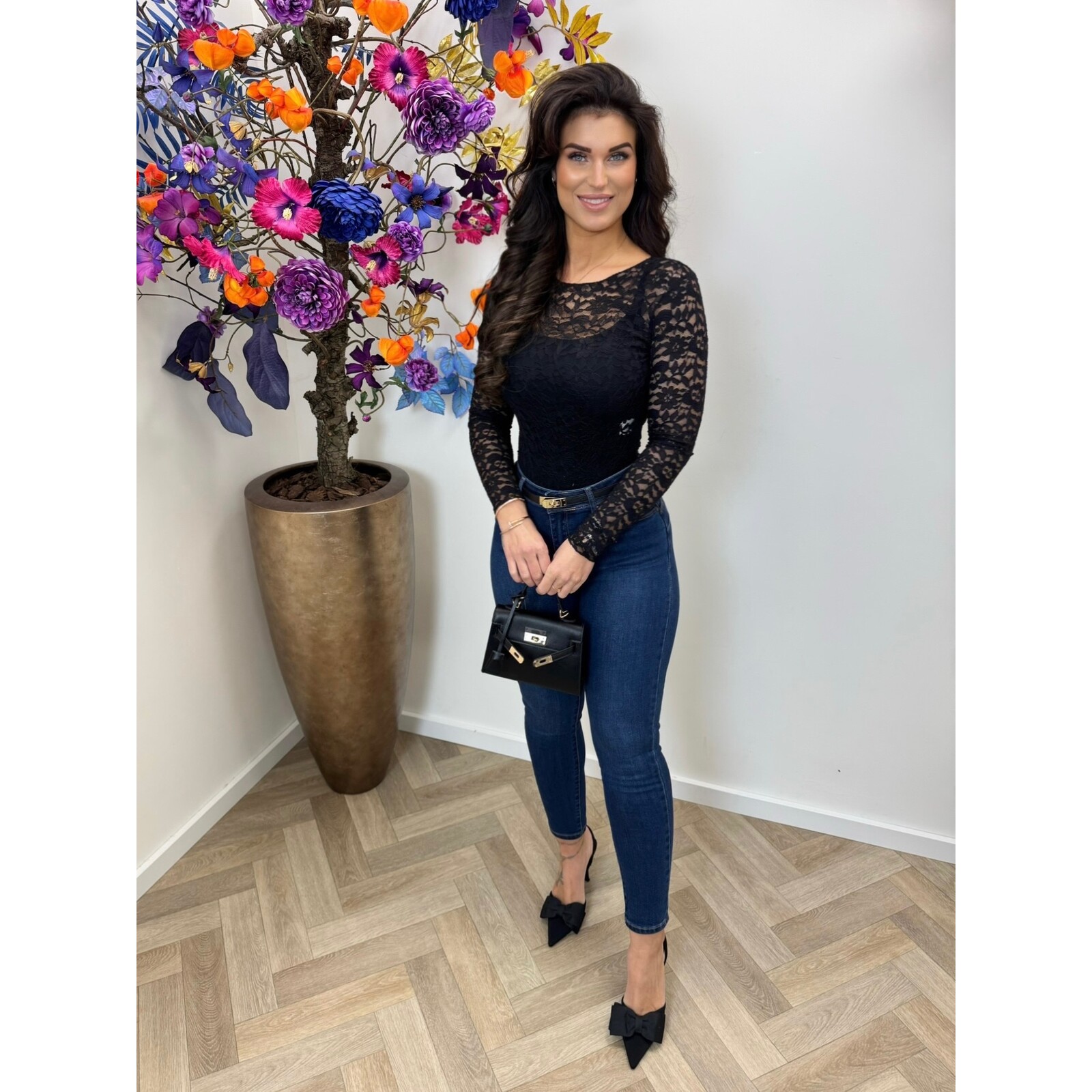 Body flower lace Black