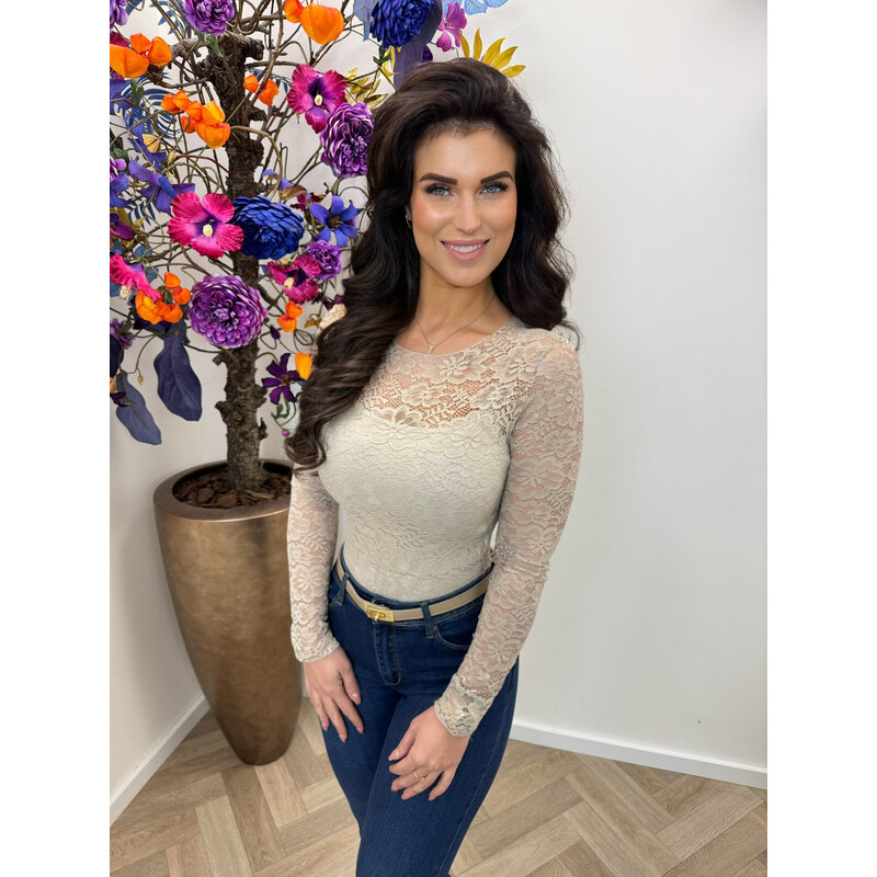 Body flower lace  Beige