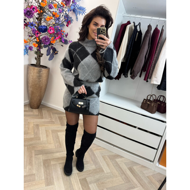 2 delige set ruit black grey