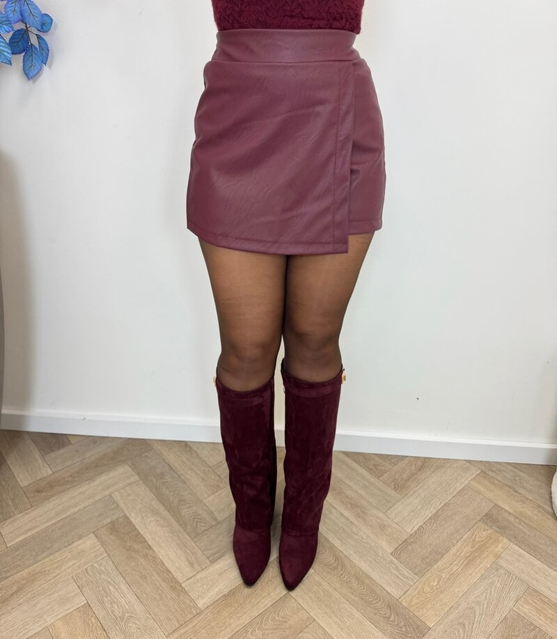 Basic skort leder Bordeaux