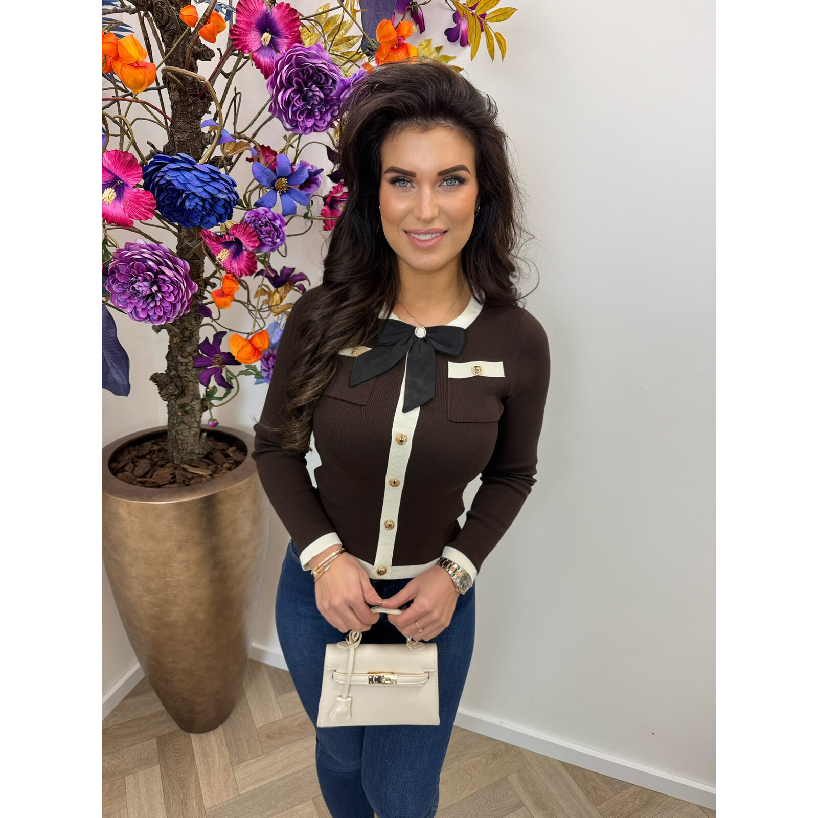 Top Bow Button DZ93754 Choco