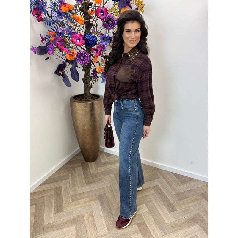 Blouse ruit studs VMCK908 Bordeaux