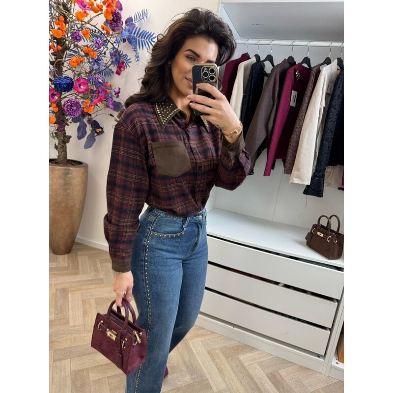 Blouse ruit studs VMCK908 Bordeaux