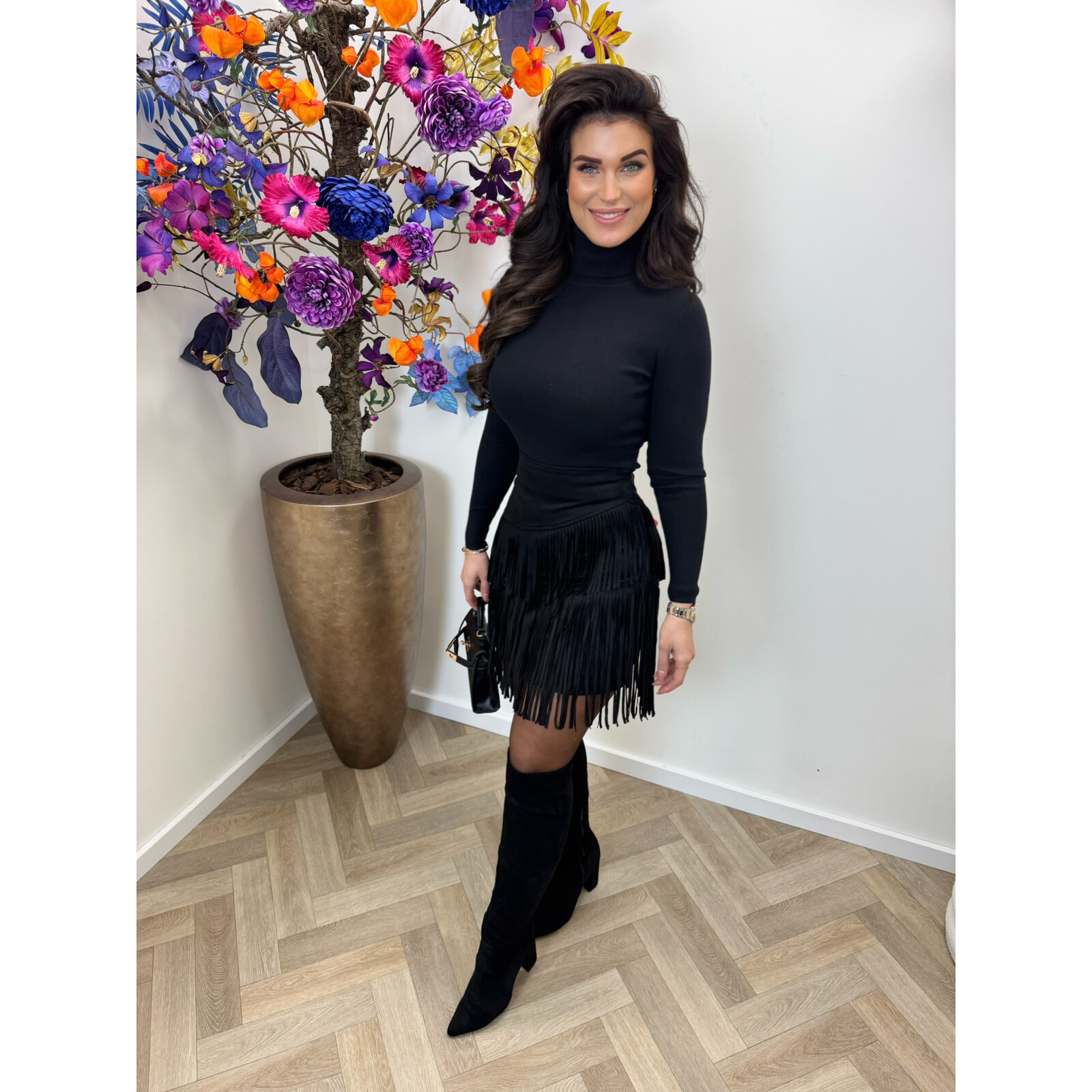 Skirt Suede Franje LM-08106 Black