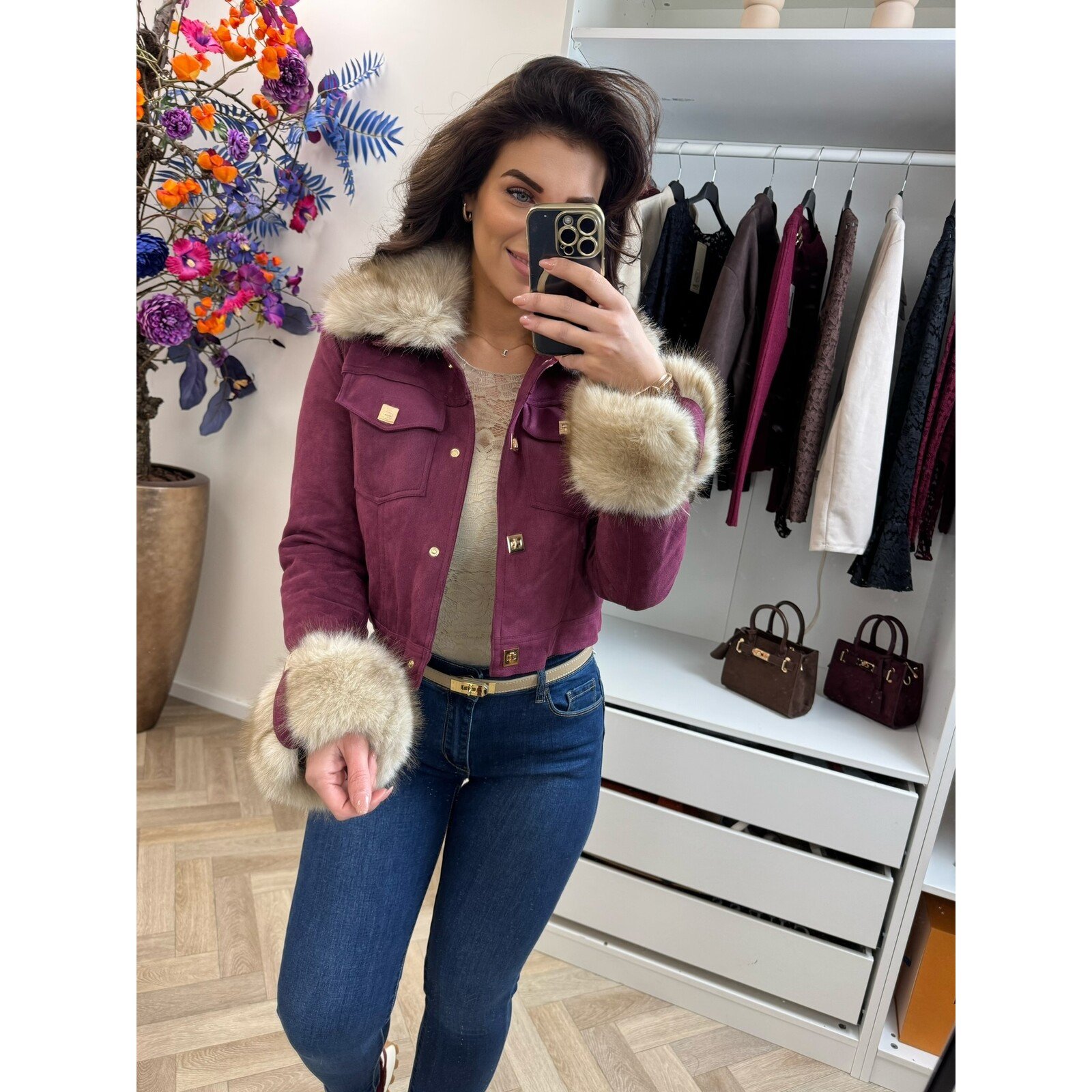 Jacket Suede Bonty WE1002 Bordeaux