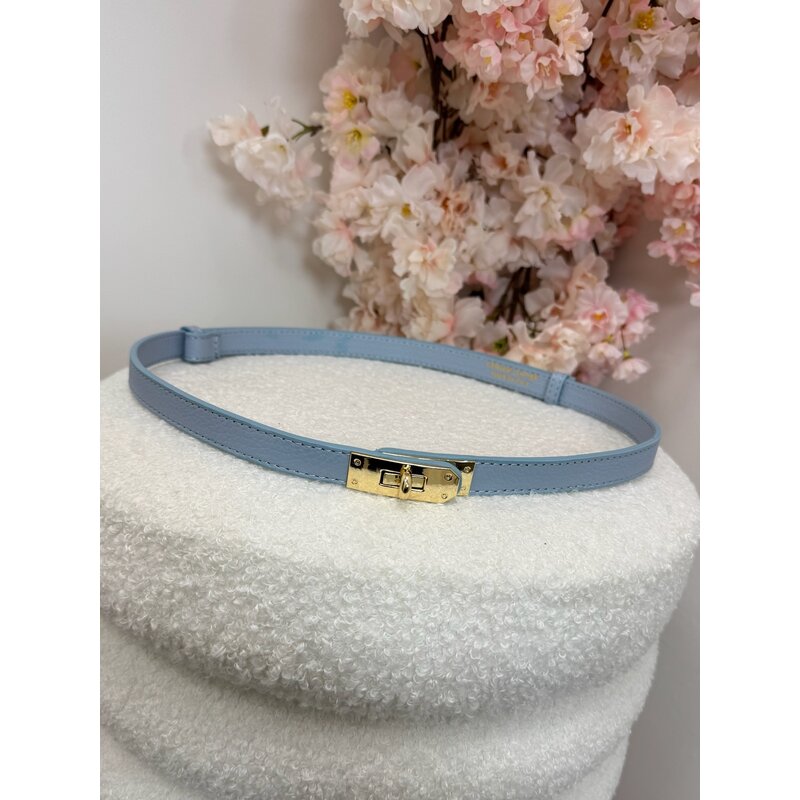 Belt Kelsy leather Light Blue