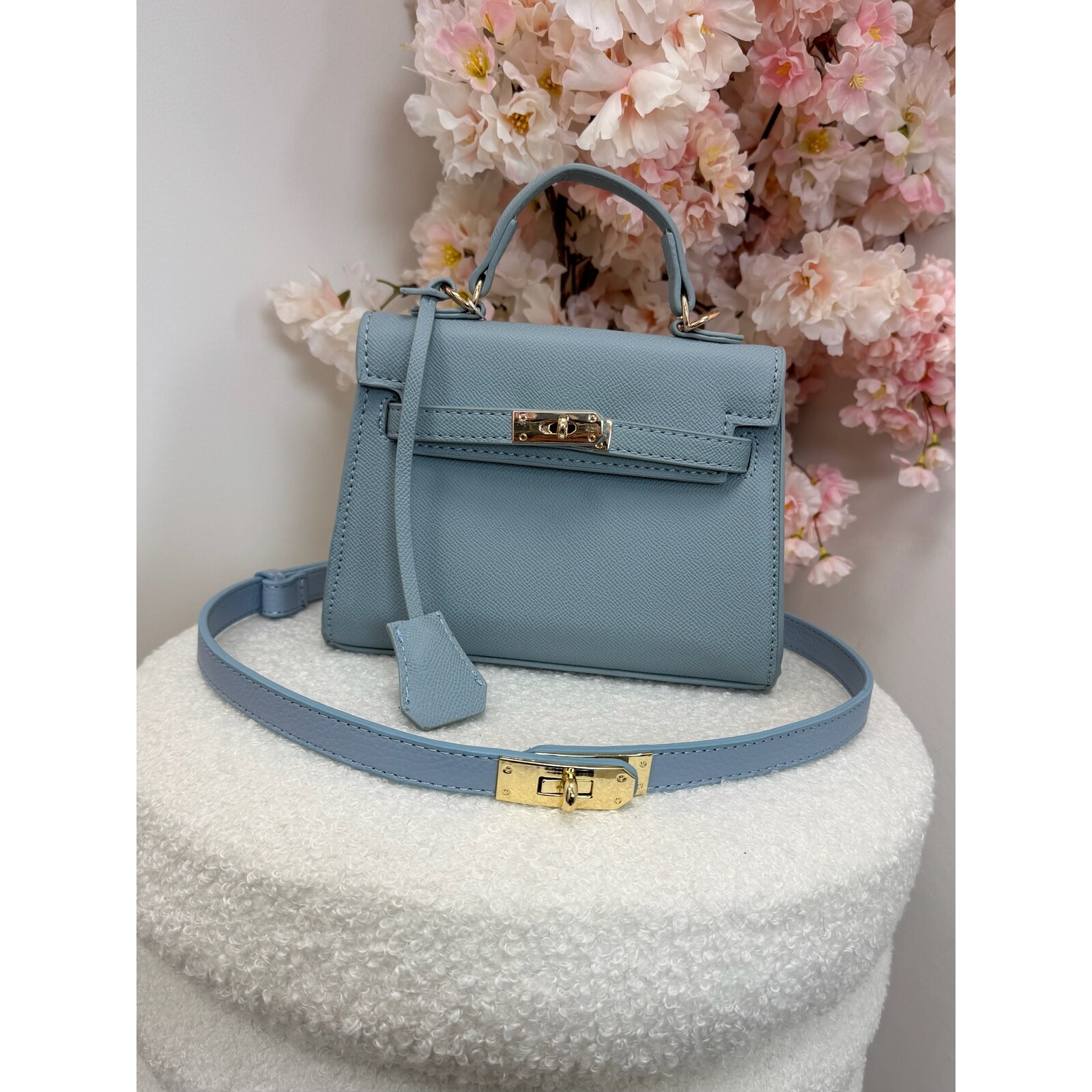 Belt Kelsy leather Light Blue