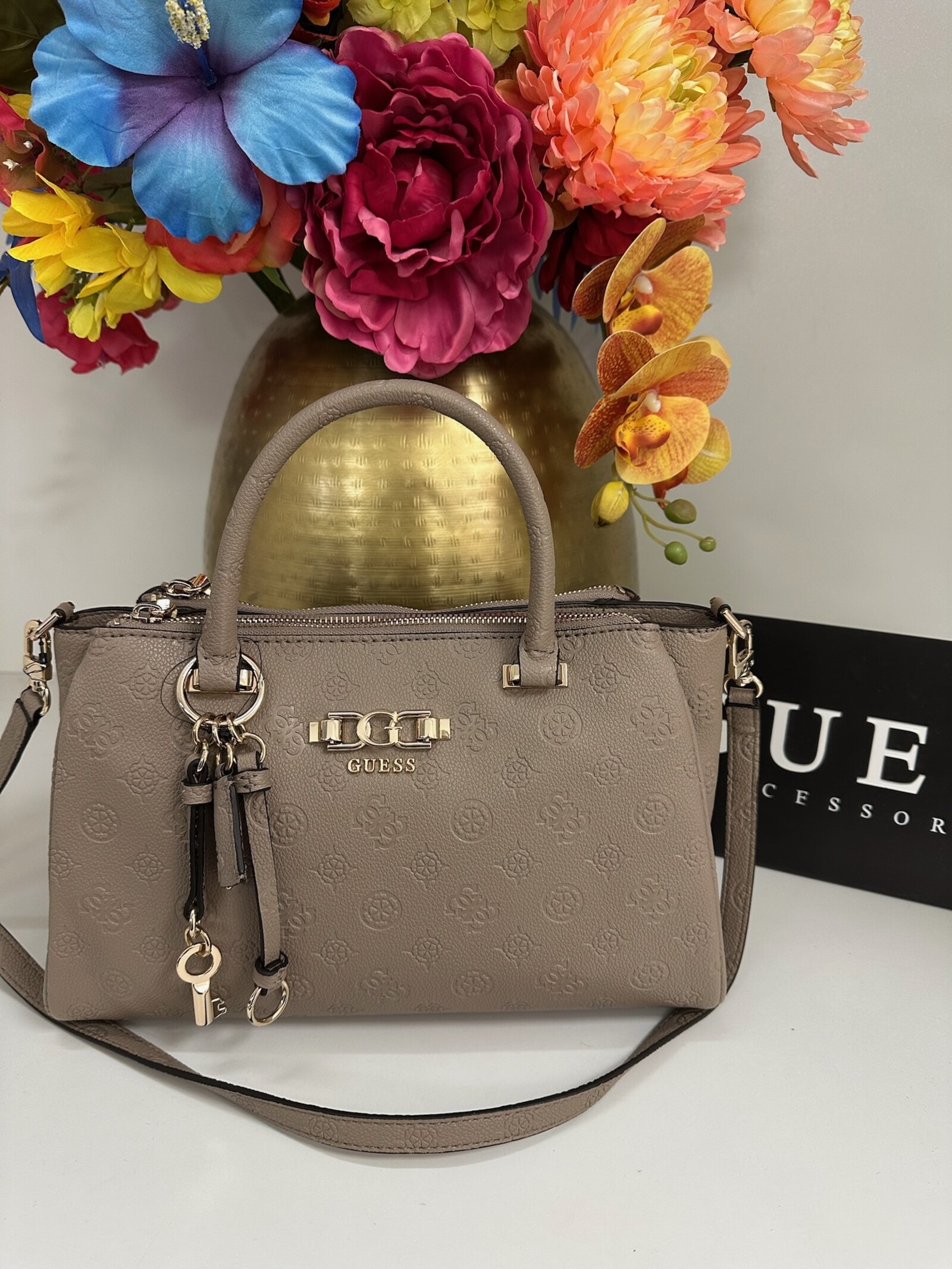Guess Bag Anise Triple Dark Taupe Logo Guess 1142