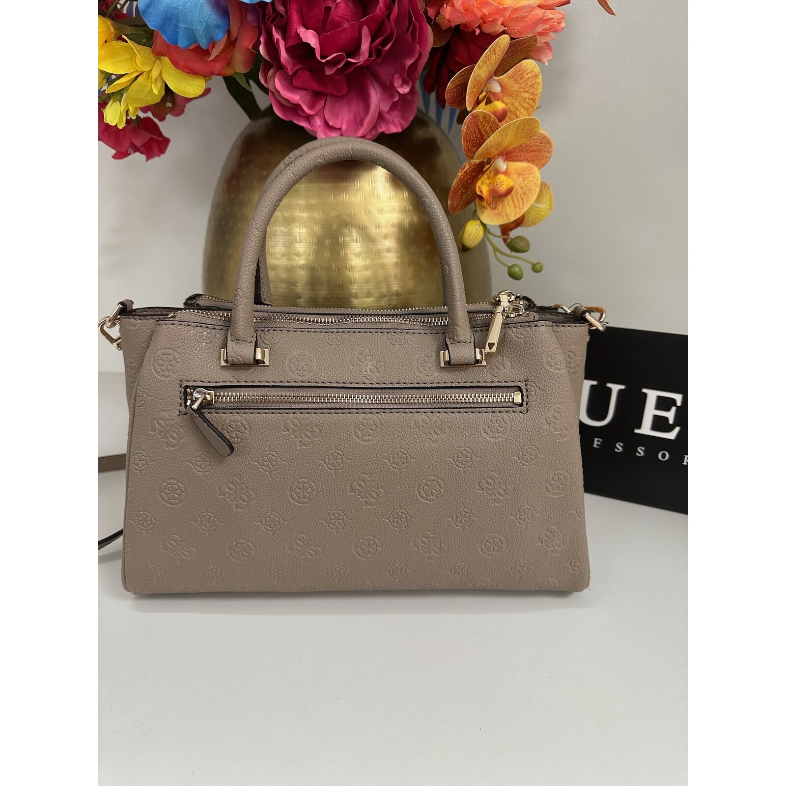 Guess Bag Anise Triple Dark Taupe Logo Guess 1142