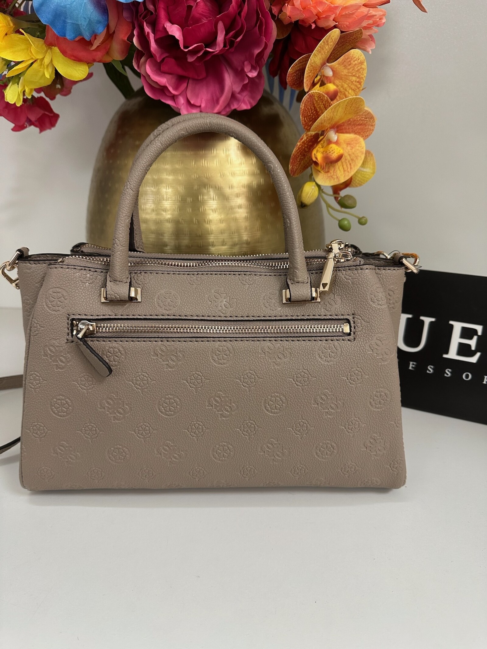 Guess Bag Anise Triple Dark Taupe Logo Guess 1142