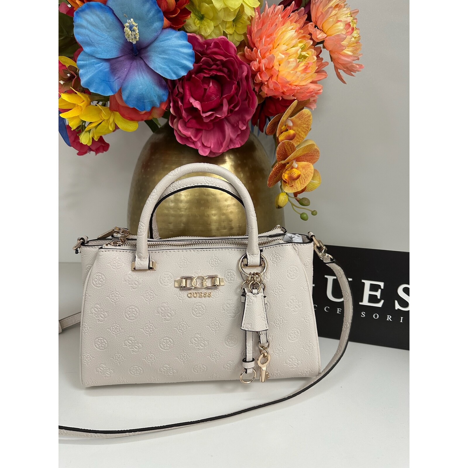 Guess Satchel Bag Anise Triple Stone Logo Guess 1147