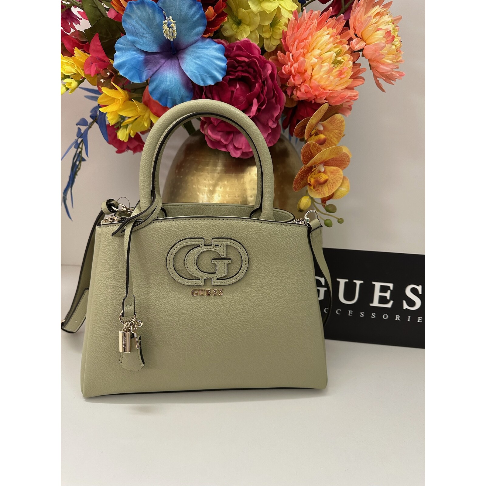 Guess Satchel Bag Isola Sage Green Guess 1141