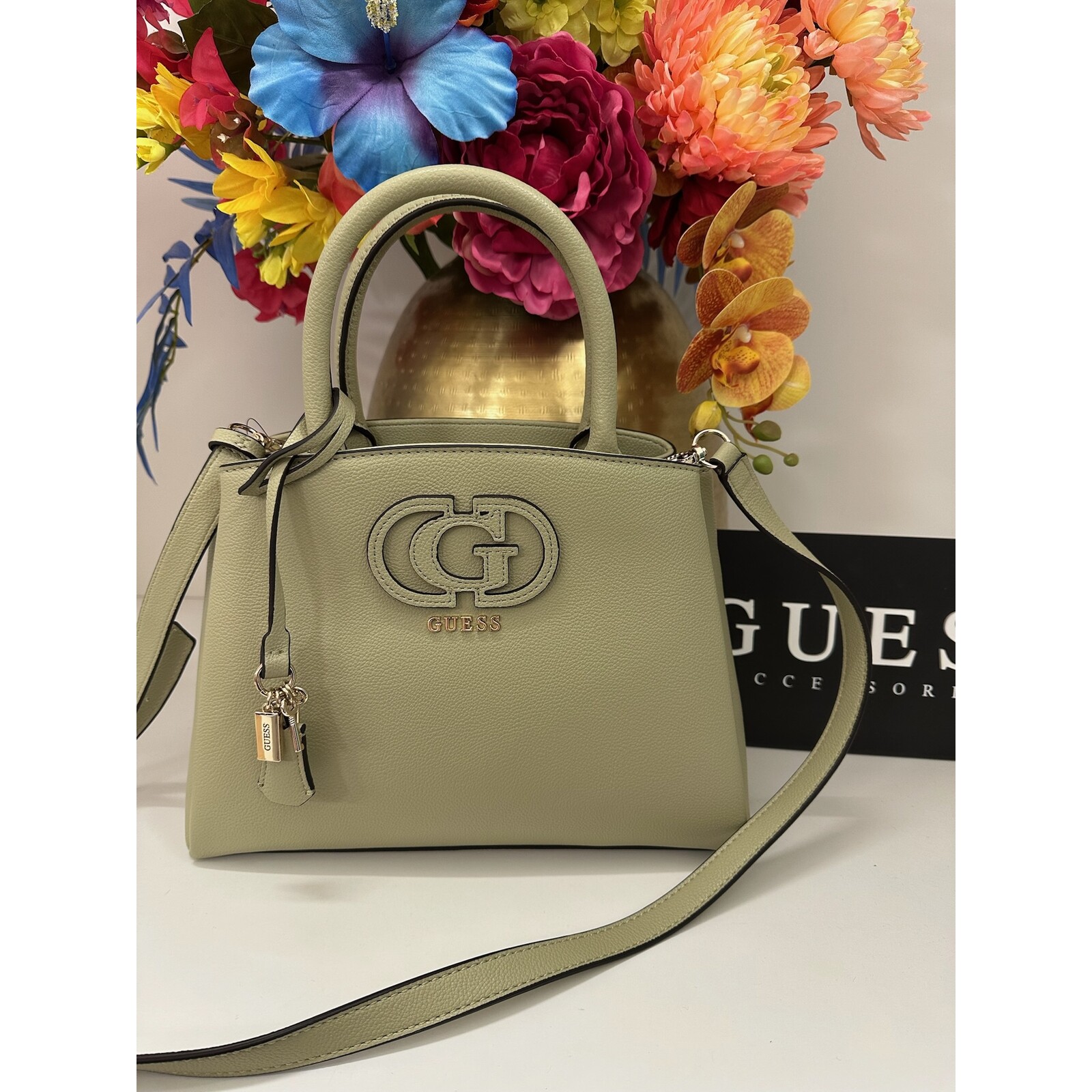 Guess Satchel Bag Isola Sage Green Guess 1141