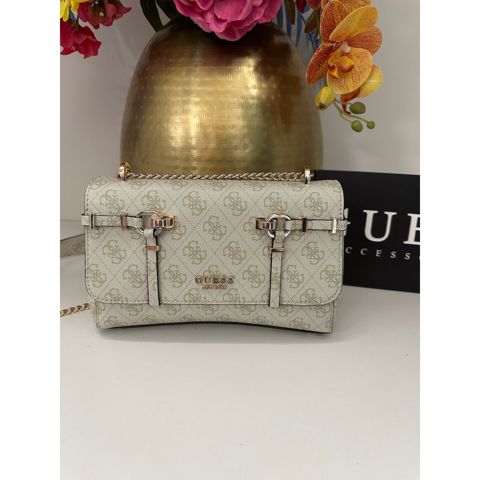 Guess Flap Bag Leona Sage Logo Guess 1129