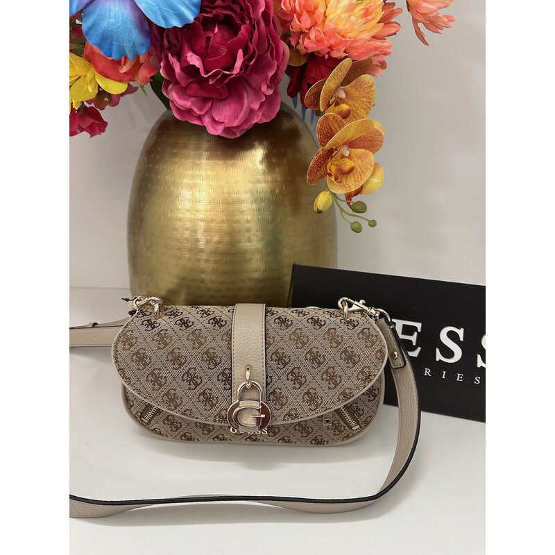 Crossbody Flap Bag Jessa Latte Logo Guess 1157