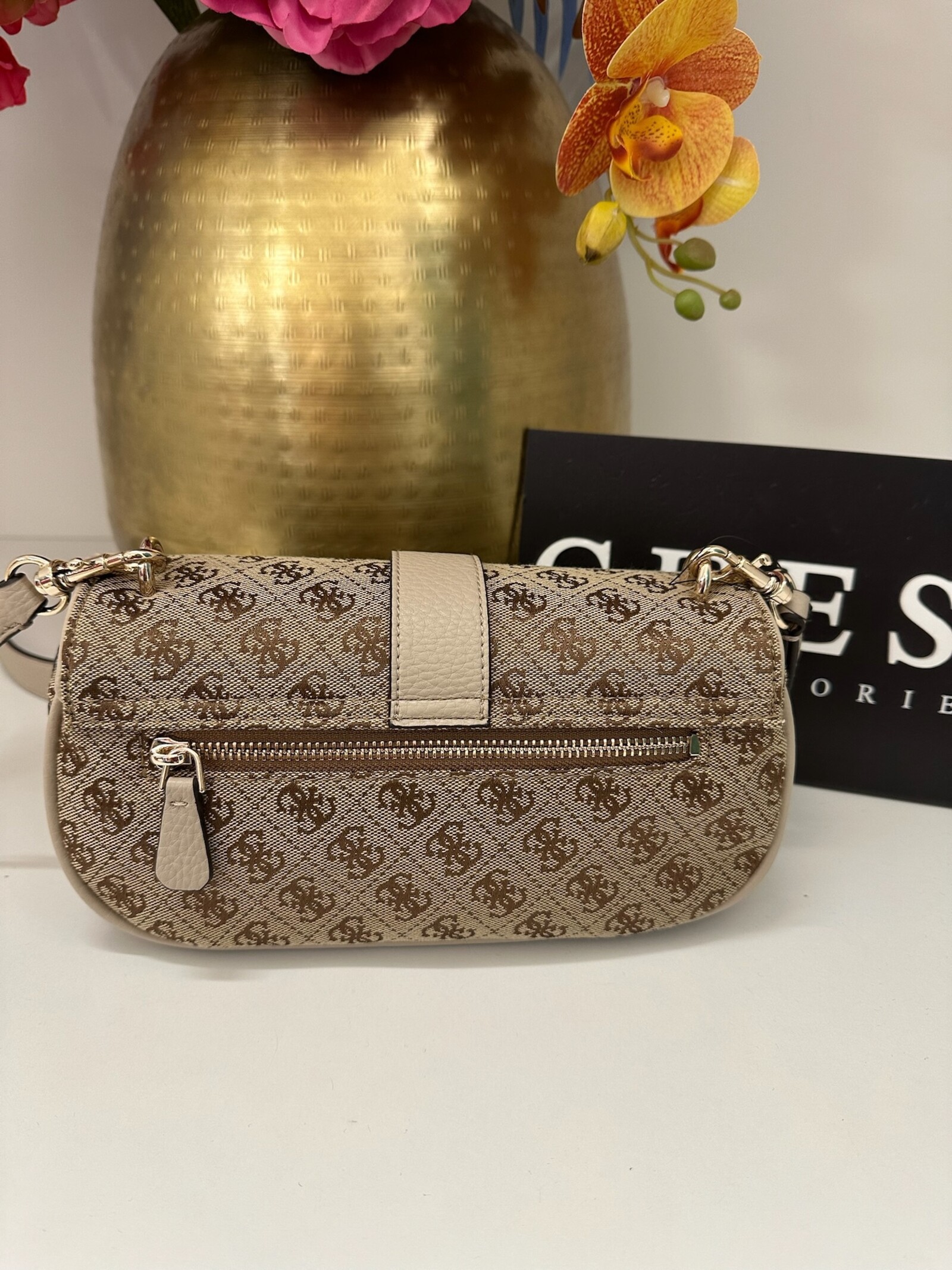 Guess Crossbody Flap Bag Jessa Latte Logo Guess 1157