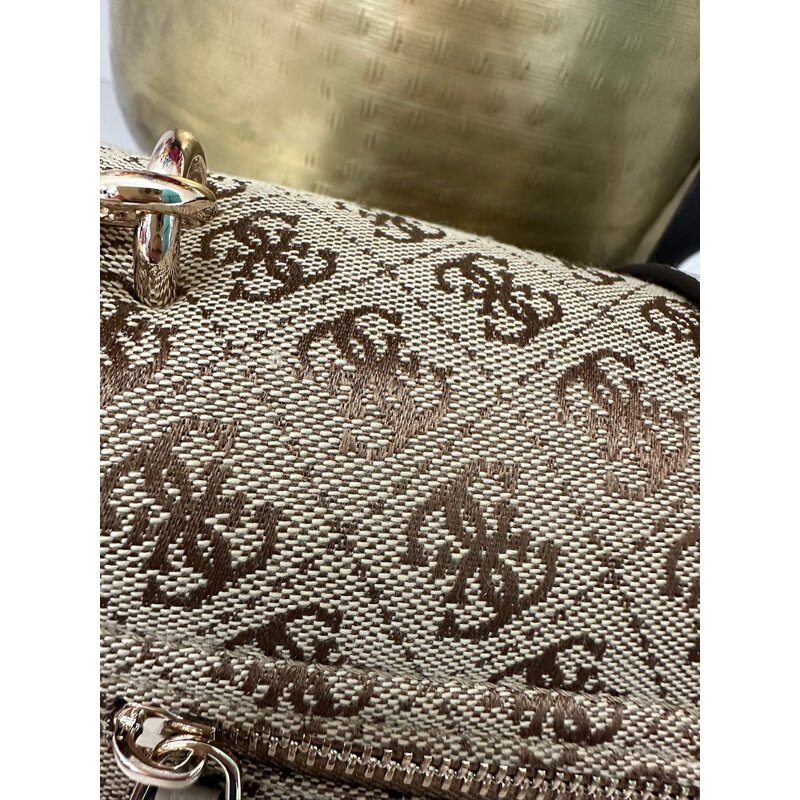 Crossbody Flap Bag Jessa Latte Logo Guess 1157