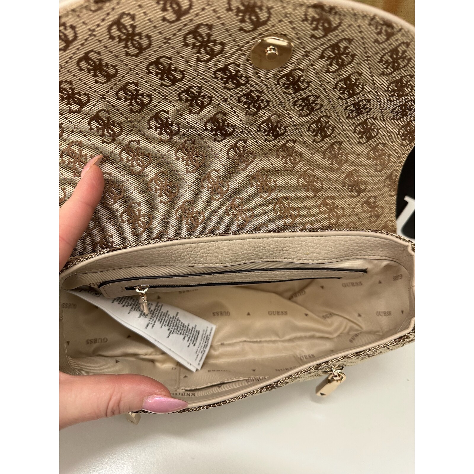 Guess Crossbody Flap Bag Jessa Latte Logo Guess 1157