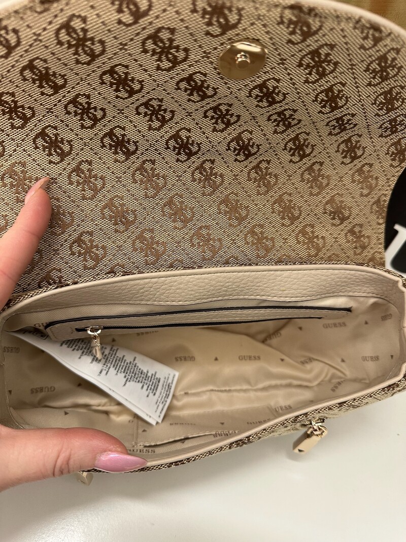 Crossbody Flap Bag Jessa Latte Logo Guess 1157