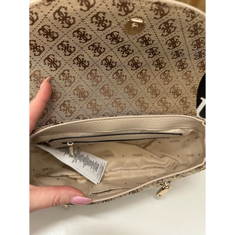 Crossbody Flap Bag Jessa Latte Logo Guess 1157