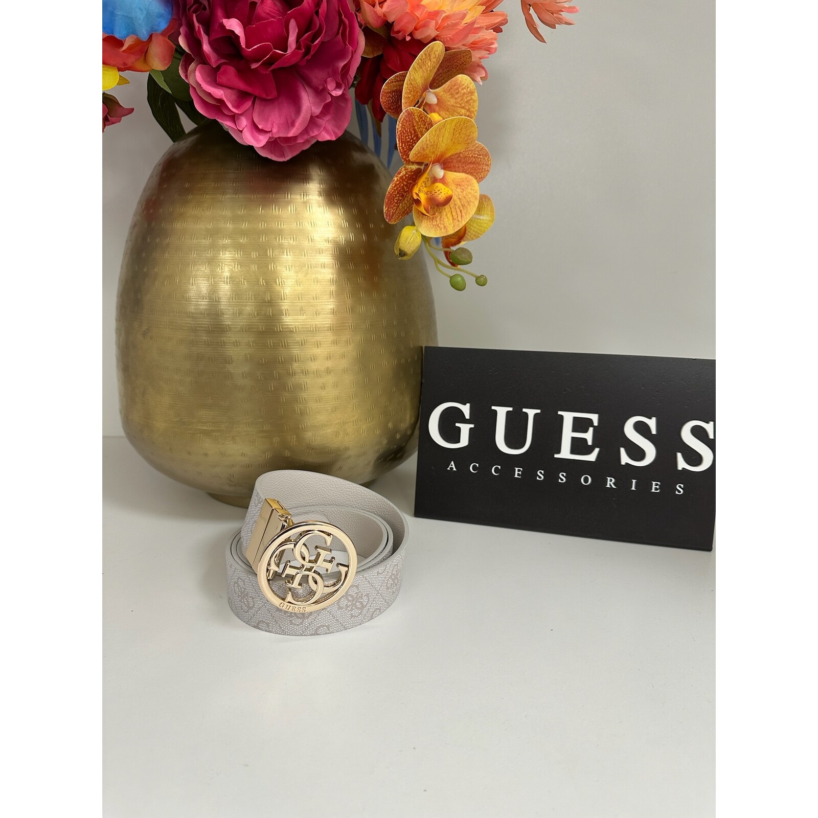Guess 2 in 1 Belt Noelle Bone Logo Guess 1057