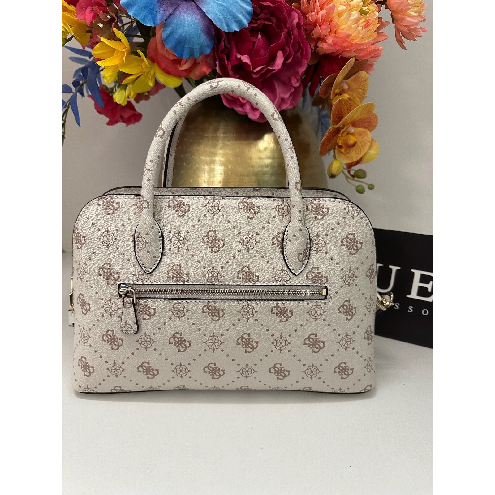 Guess Satchel Bag Emelie Vanilla Logo Guess 1151