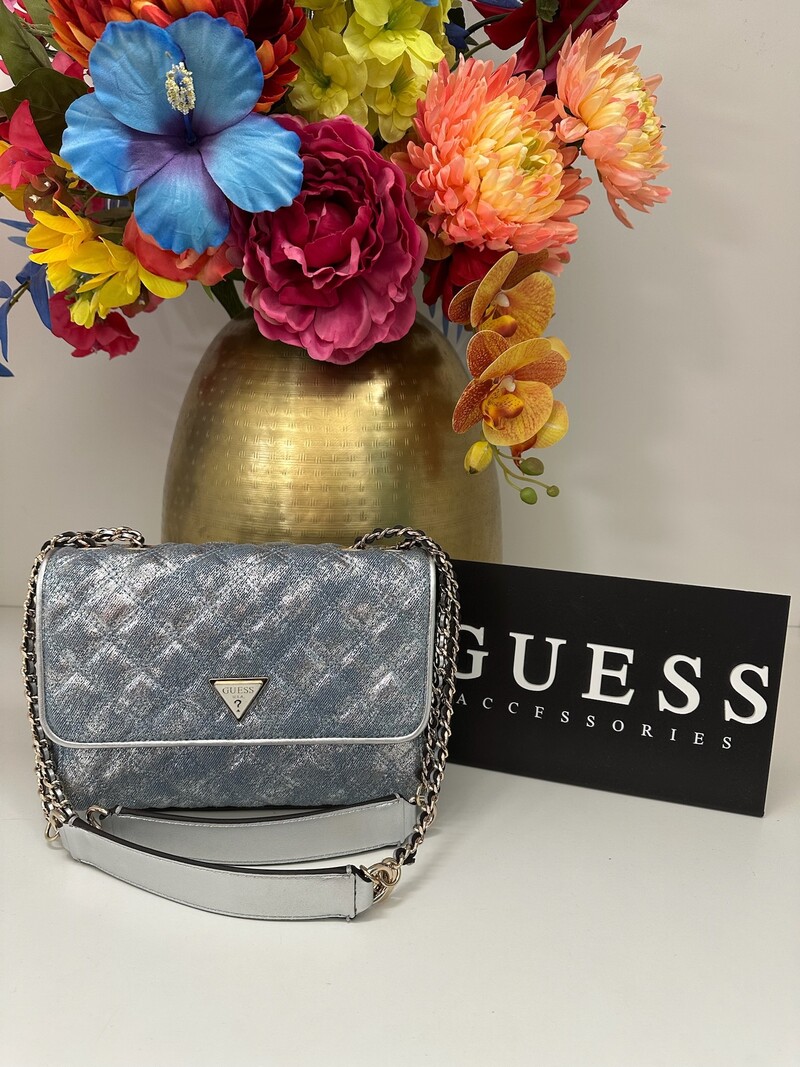 Flap Bag Guilly Metallic Denim Guess 1156