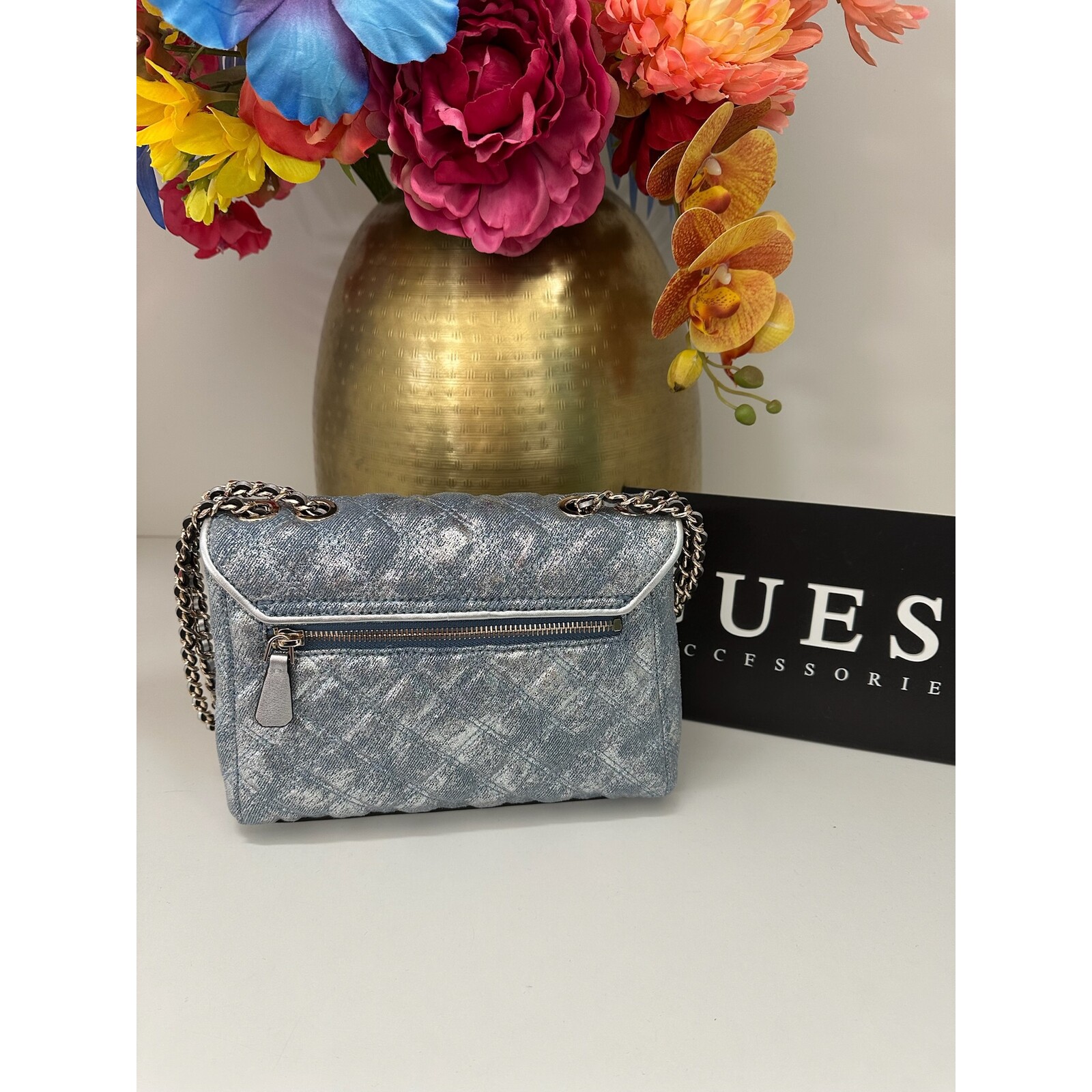 Guess Flap Bag Guilly Metallic Denim Guess 1156