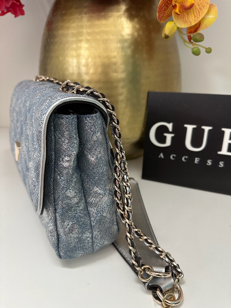 Flap Bag Guilly Metallic Denim Guess 1156