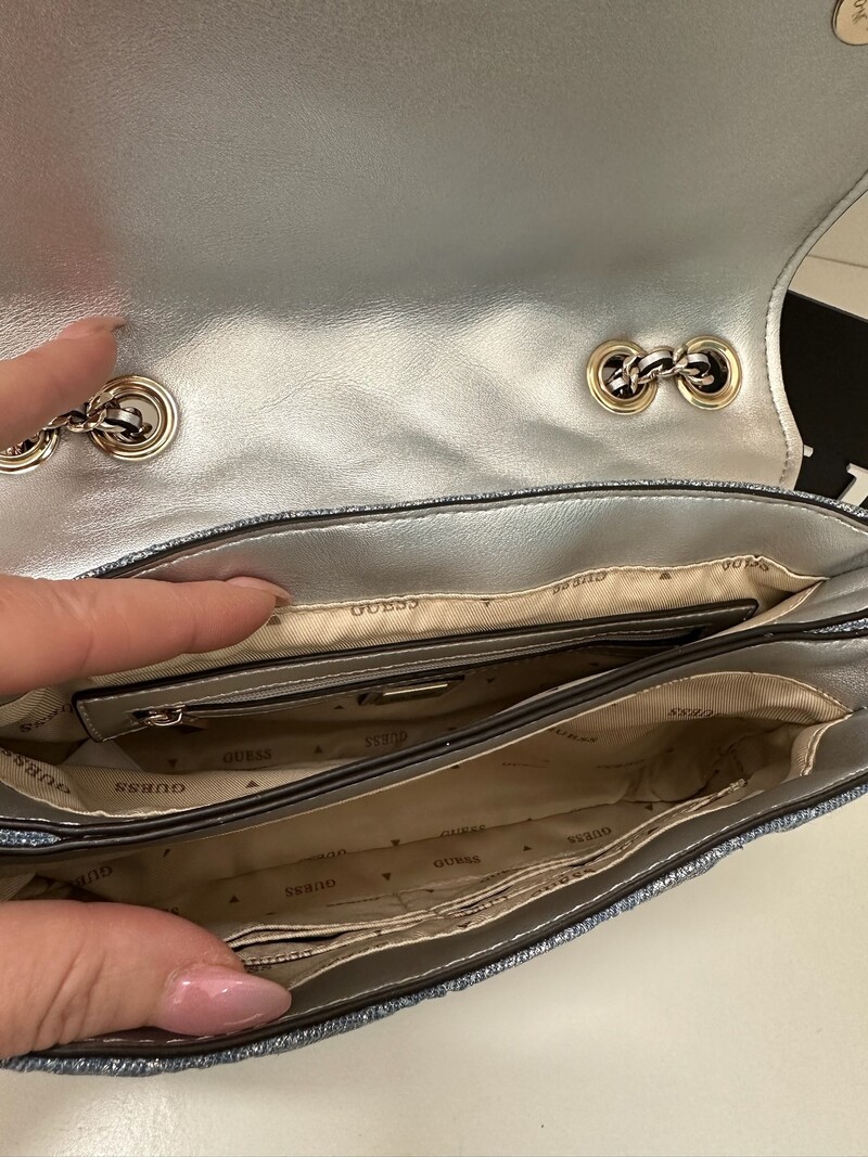 Flap Bag Guilly Metallic Denim Guess 1156