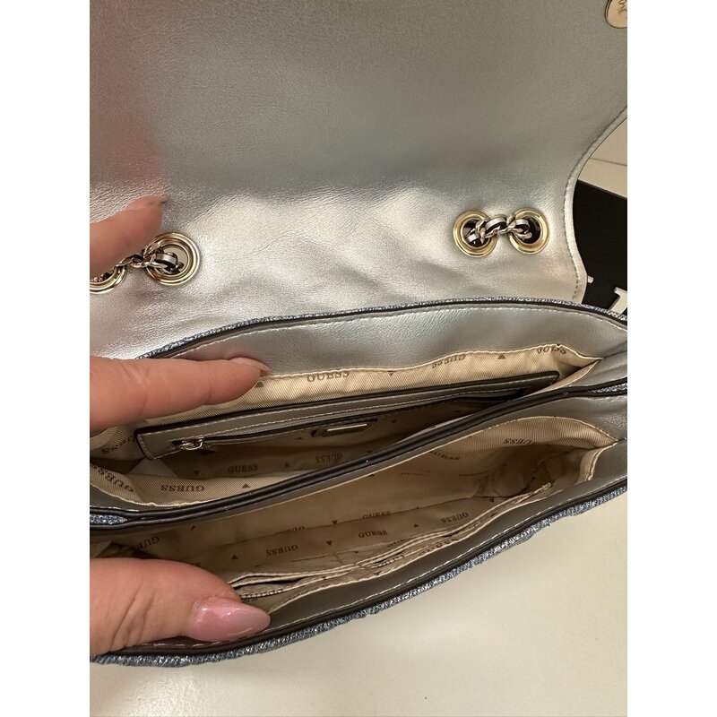 Flap Bag Guilly Metallic Denim Guess 1156