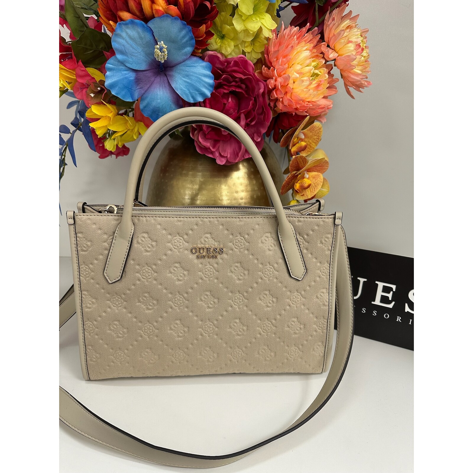 Guess Tote Bag Jodi Light Beige Logo Guess 1152