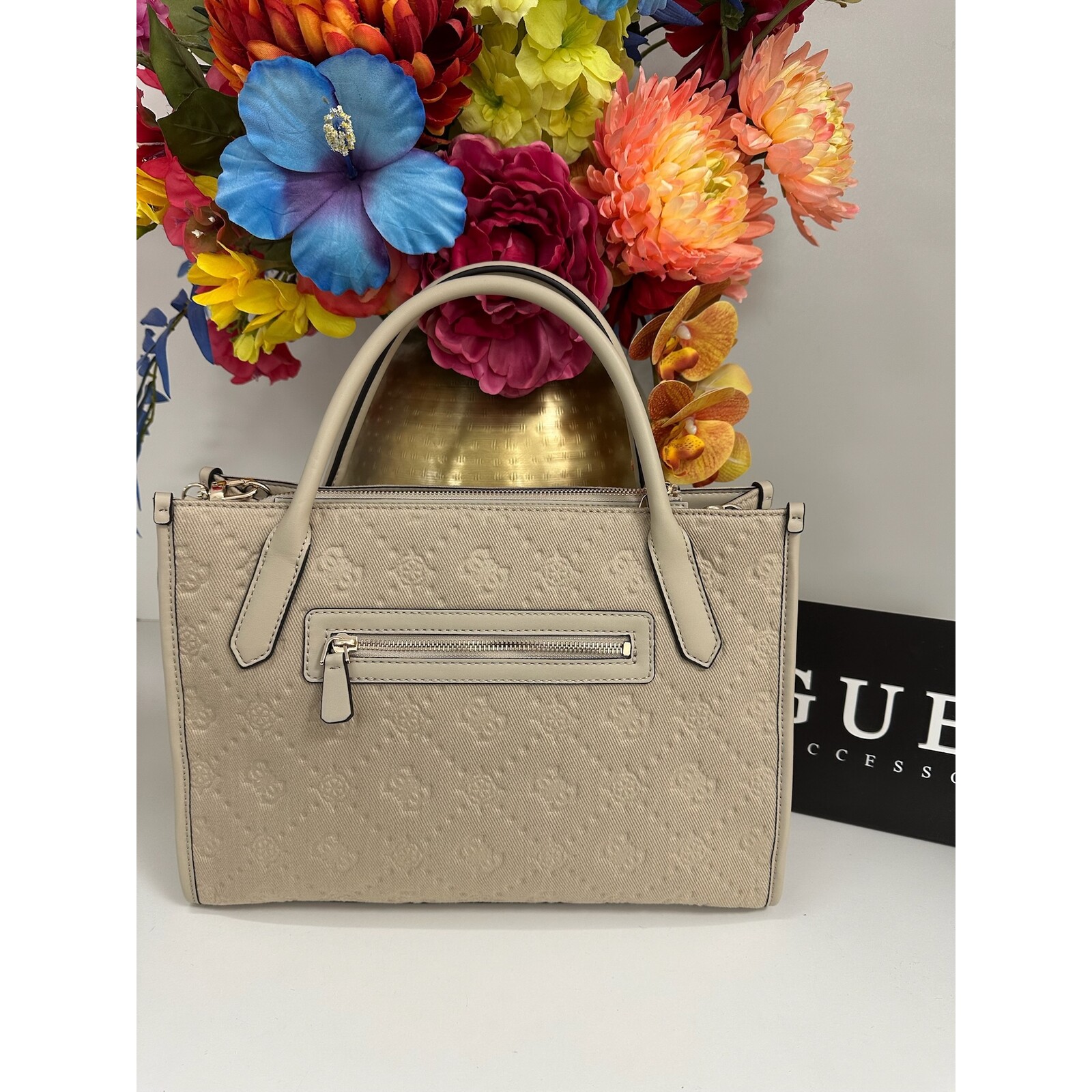 Guess Tote Bag Jodi Light Beige Logo Guess 1152