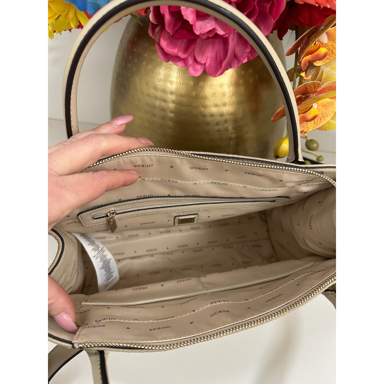 Guess Tote Bag Jodi Light Beige Logo Guess 1152